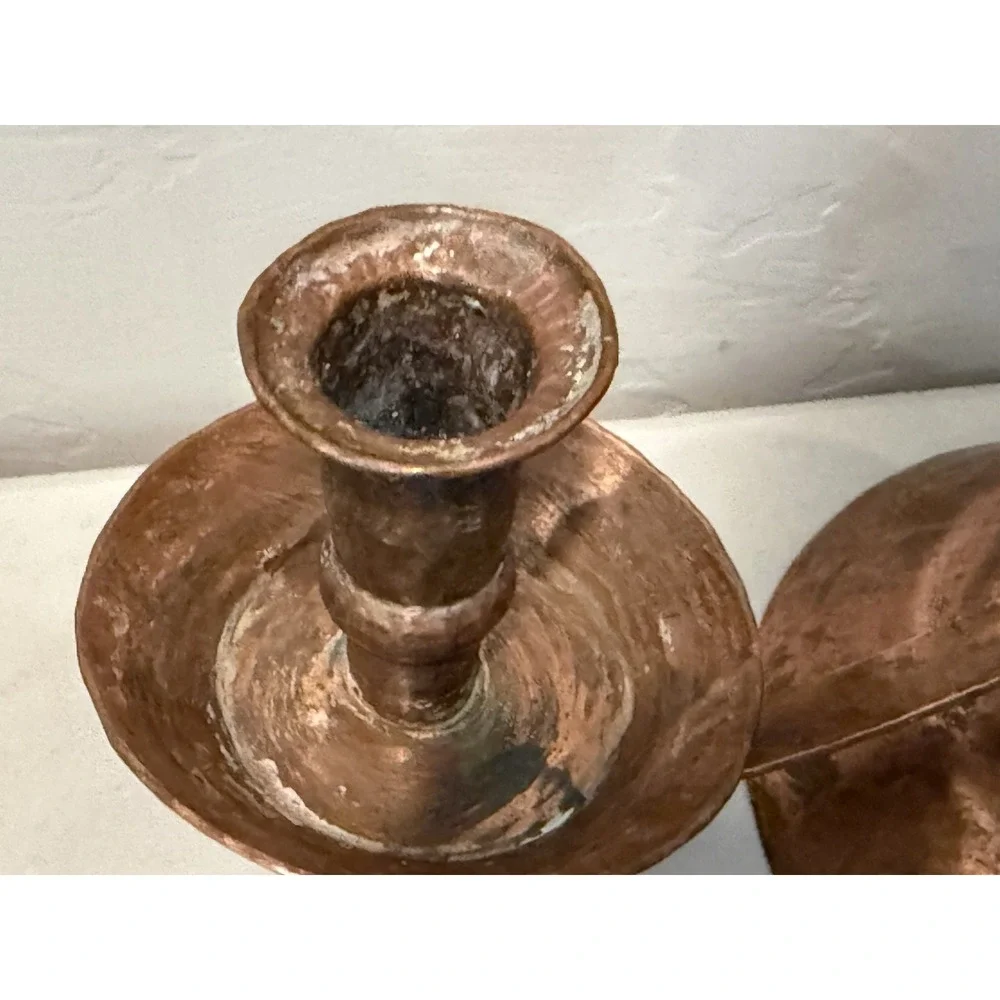 Vintage Copper 3 Taper Candle Holder Candelabra ~10